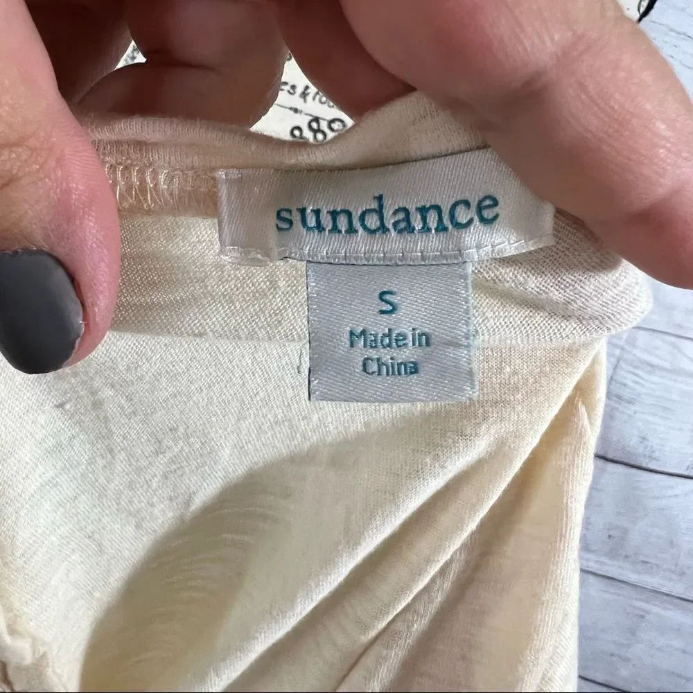 Sundance Smocked Top Ivory Cream size Small